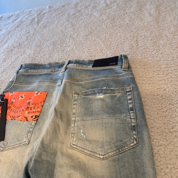 AMIRI Vintage Bandana Artpatch Jeans Clay Indigo 31x34” - Picture 11 of 16